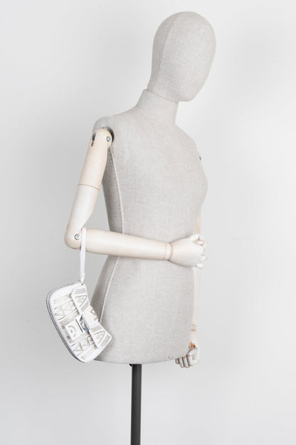 Christian Dior Columbus Clutch Embroidered White