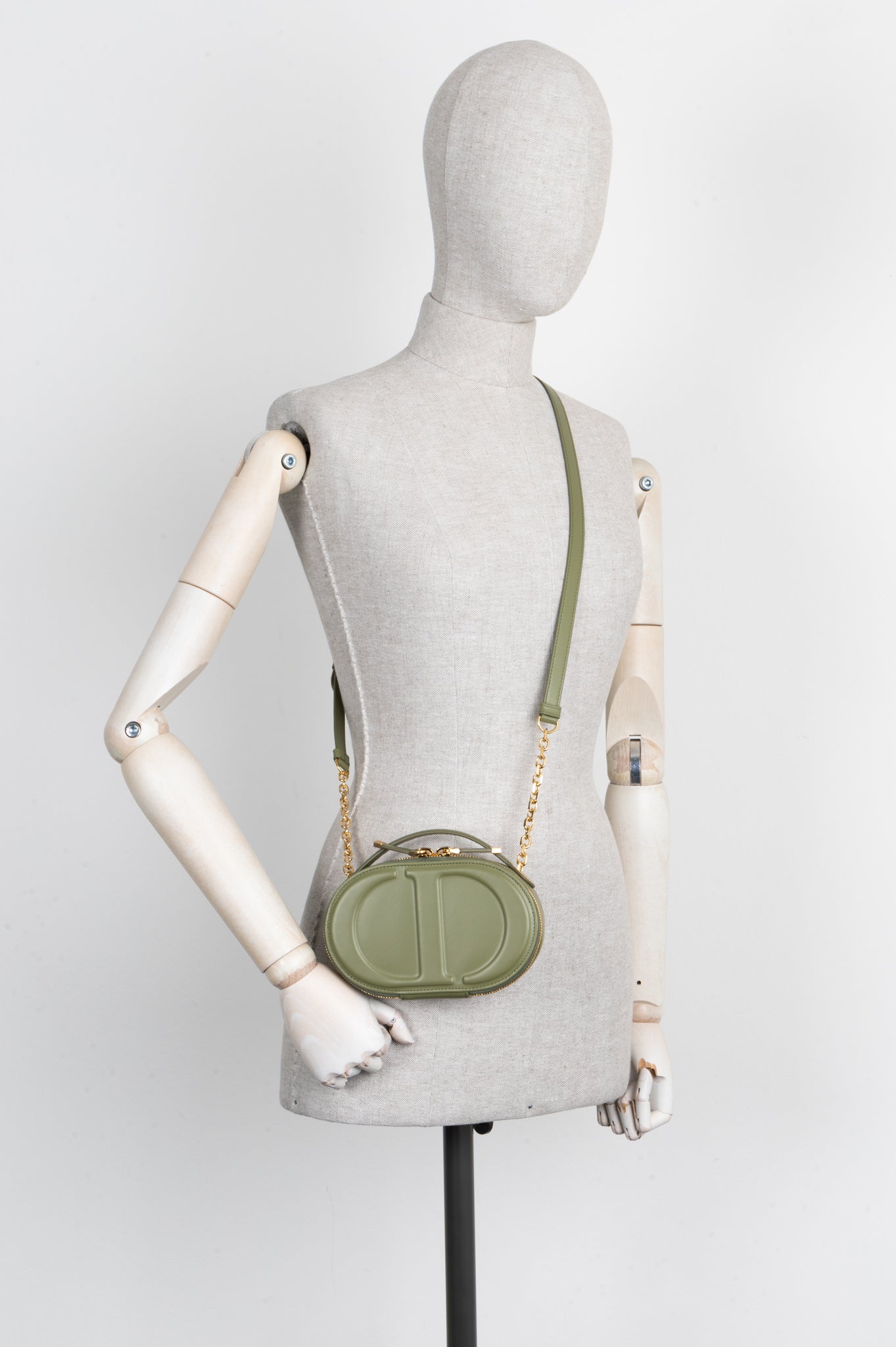 Christian Dior Cd Signature Oval Camera Bag Leather Olive