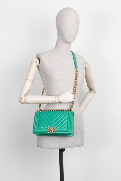 Chanel Boy Bag Medium Chevron Green