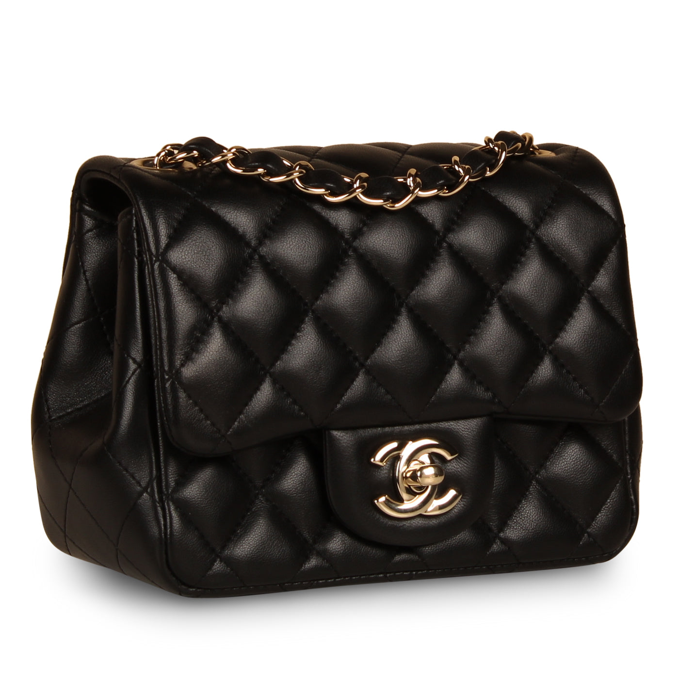 Chanel Classic Flap Lambskin Black Shoulder Bag Style 228