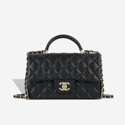 Chanel Classic Flap Lambskin Black Shoulder Bag Style 156