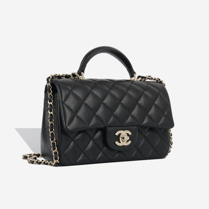 Chanel Classic Flap Lambskin Black Shoulder Bag Style 156