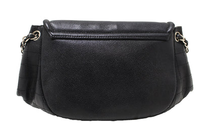 Chanel Black Caviar Leather Timeless Large Half Moon Flap Bag