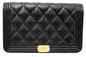 Chanel Black Caviar Quilted Leather Boy Wallet On Chain WOC