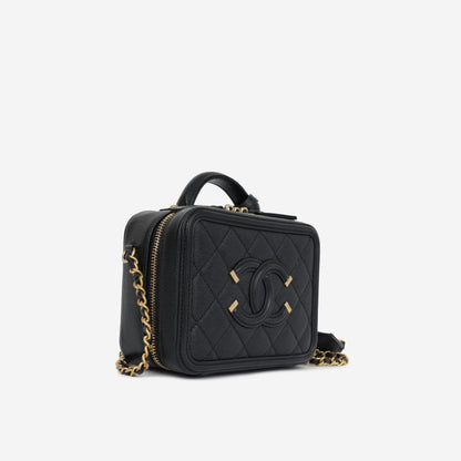 Chanel Filigree Cc Vanity Case - Black