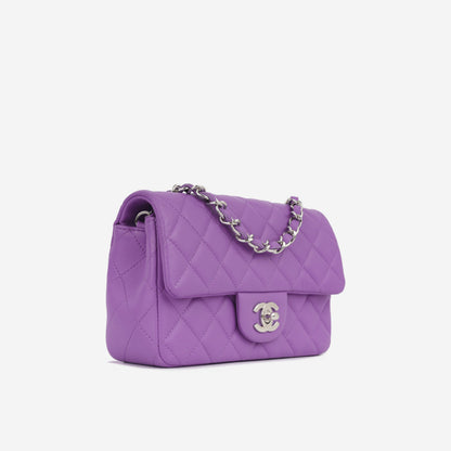 Chanel Classic Flap Lambskin Silver Shoulder Bag Style 22