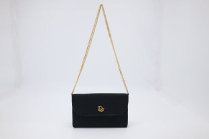 Dior Trotter Chain Shoulder Bag in Black Canvas
