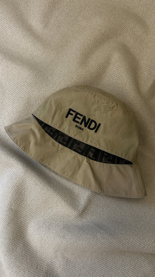 FENDI Logo Bucket Hat Beige
