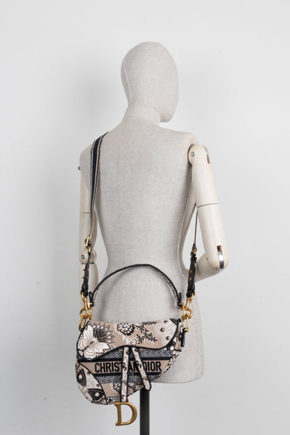 Christian Dior Saddle Bag Canvas Brown