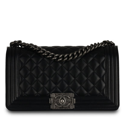Chanel Boy Bag Lambskin Black Shoulder Bag Style 68