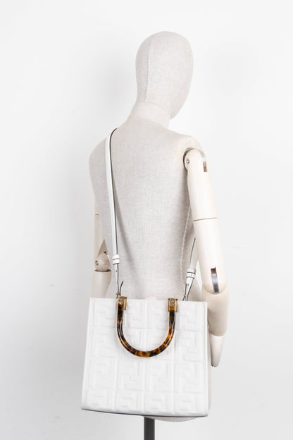 FENDI Sunshine Bag Zucca Leather White