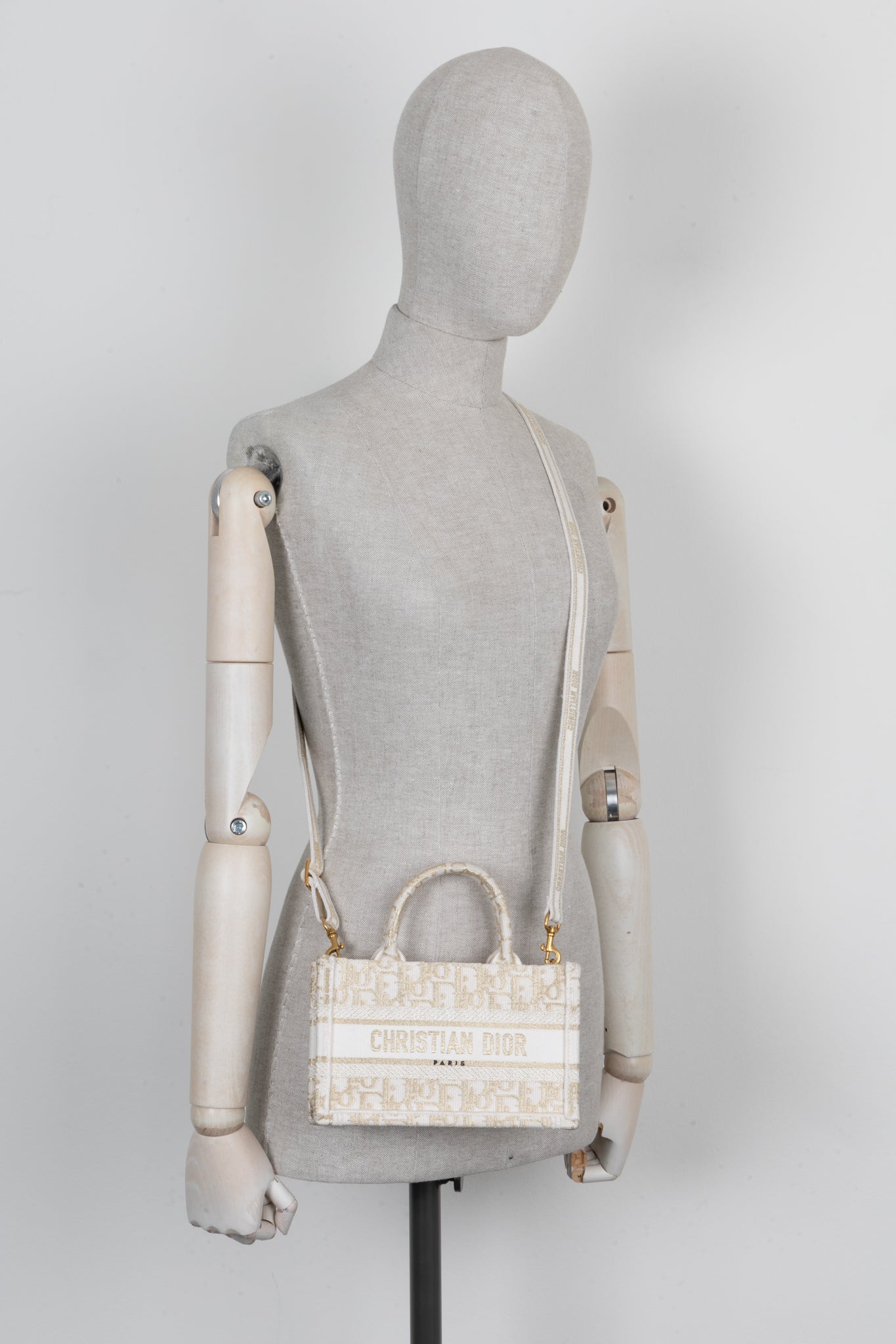 Christian Dior Mini Tote Bag Oblique Ivory Gold