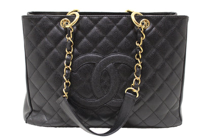 Chanel Quilted Caviar Leather Black Tote Style 4