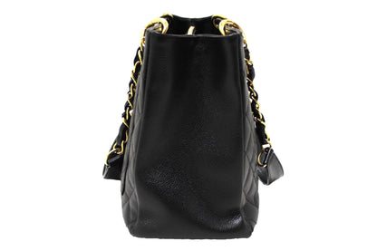 Chanel Quilted Caviar Leather Black Tote Style 4