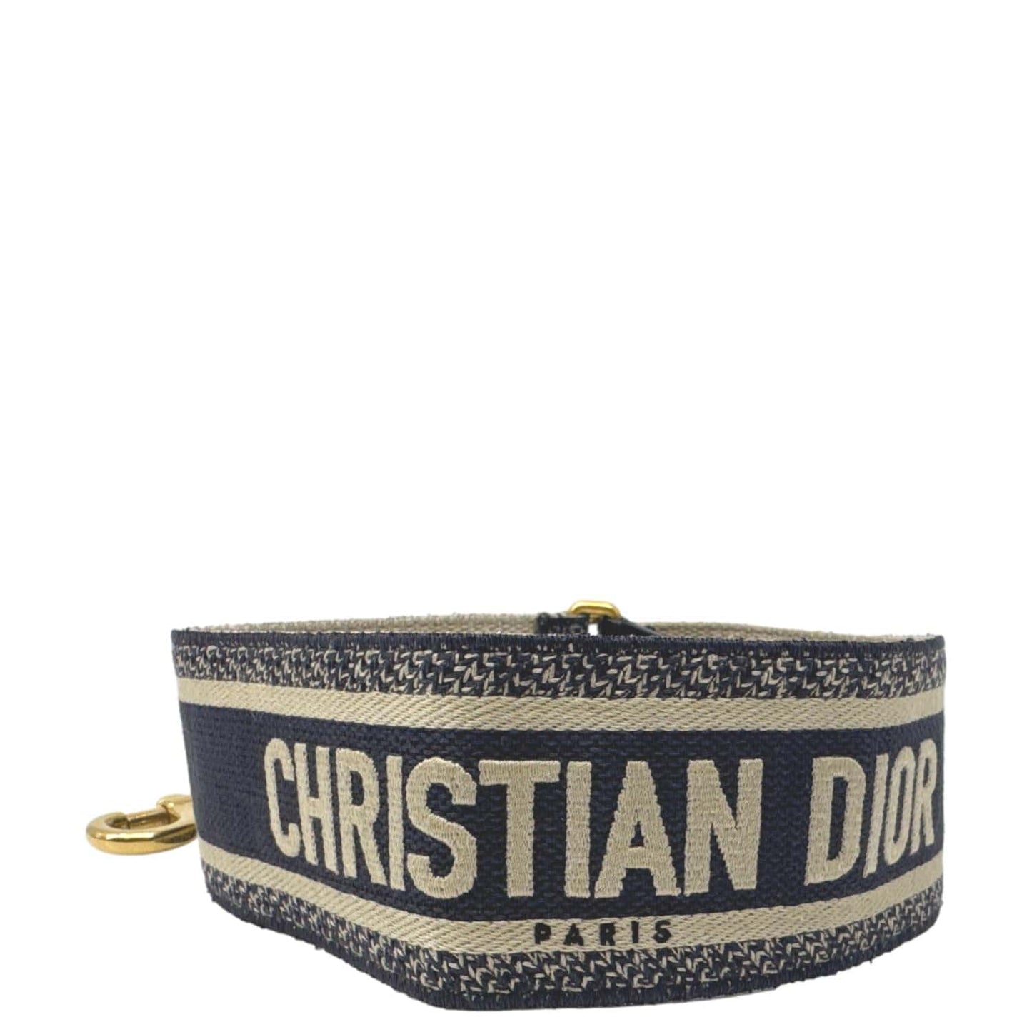 CHRISTIAN DIOR Embroidered Canvas Shoulder Strap Navy Blue