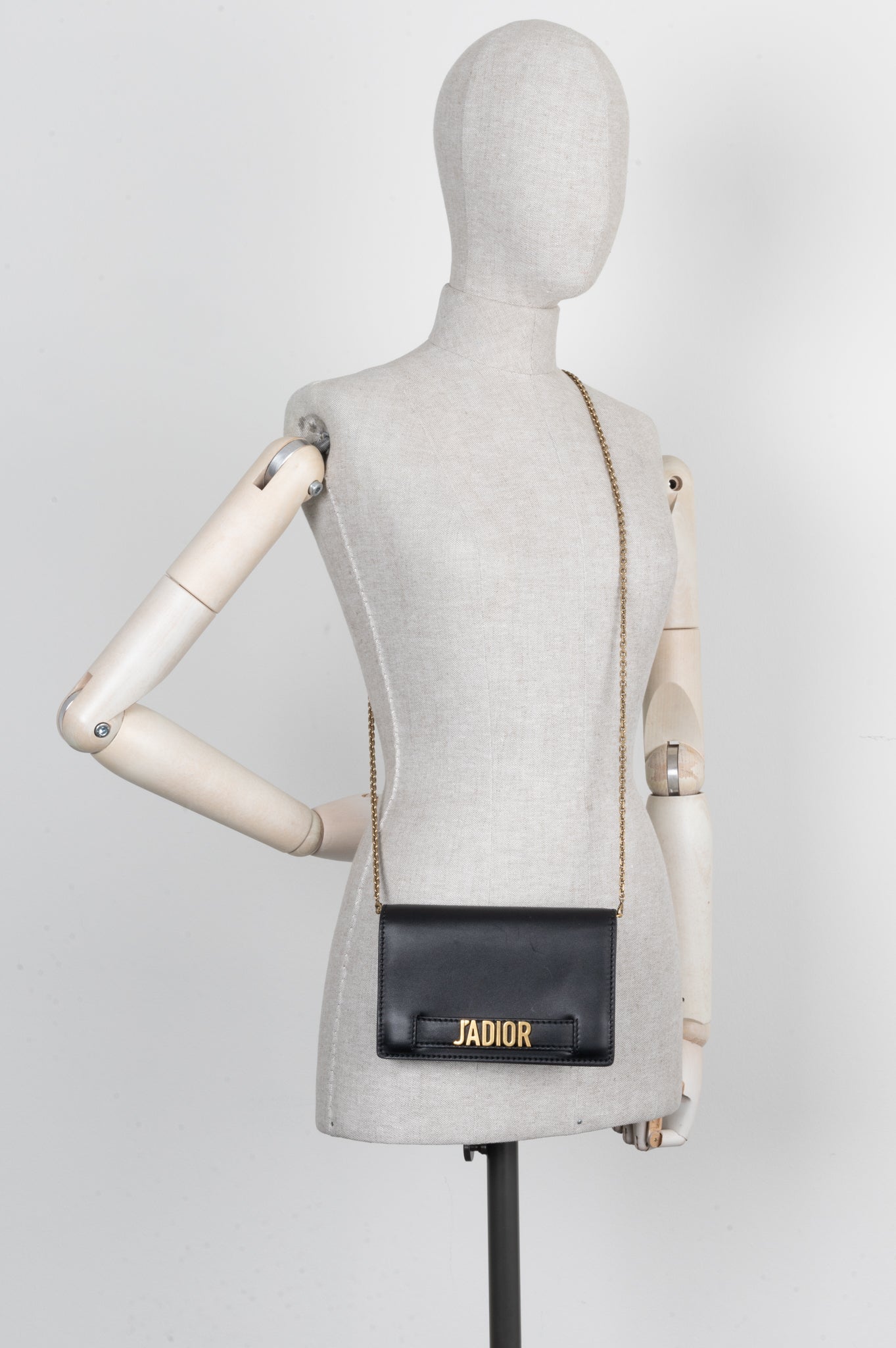 Christian Dior J Adior Crossbody Bag Leather Black Gold