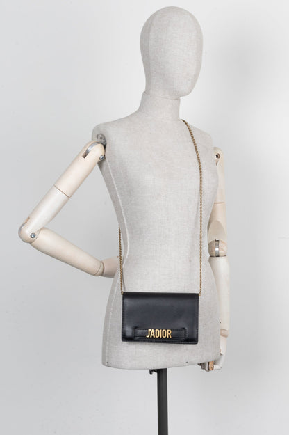 Christian Dior J Adior Crossbody Bag Leather Black Gold
