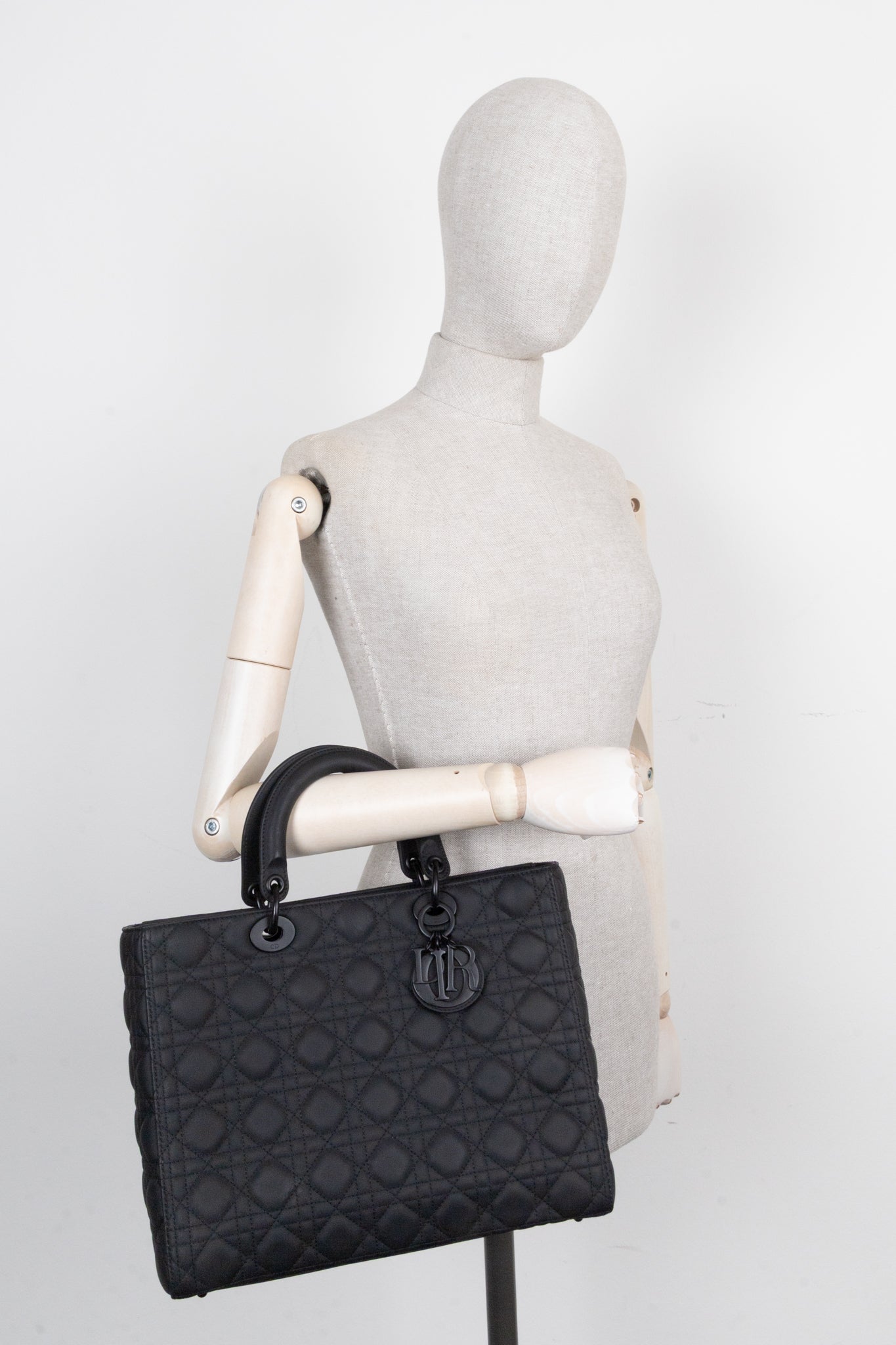 Christian Dior Large Lady Dior Bag Black