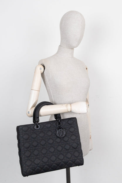 Christian Dior Large Lady Dior Bag Black