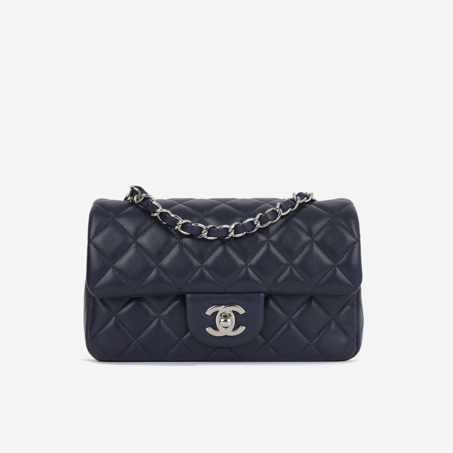 Chanel Classic Flap Lambskin Silver Shoulder Bag Style 20