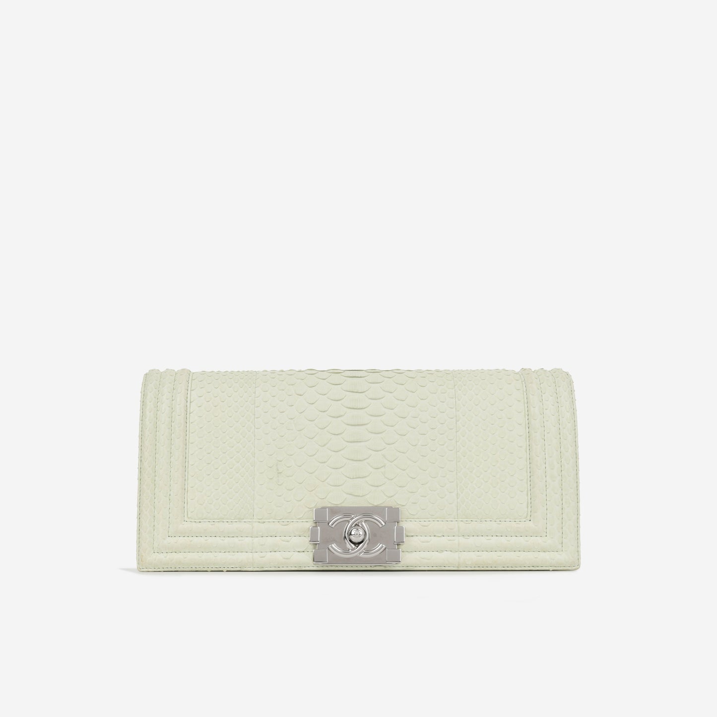 Chanel Boy Lambskin Silver Shoulder Bag