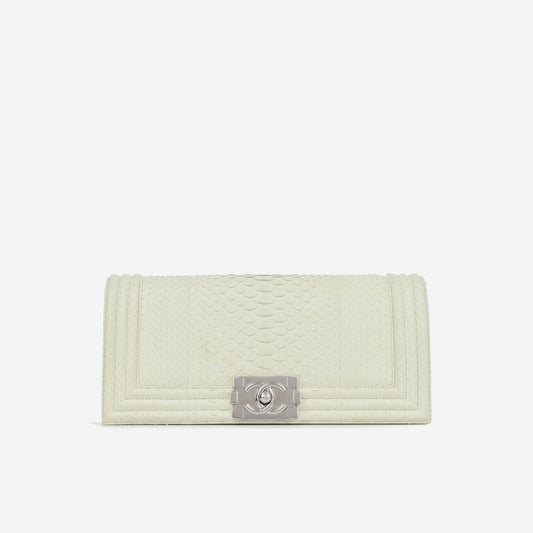 Chanel Boy Lambskin Silver Shoulder Bag