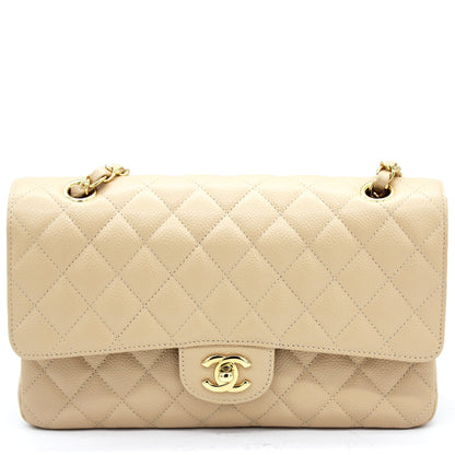 Chanel Flap Classic Quilted Caviar Leather Beige Shoulder Bag Style