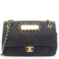 Chanel Black Quilted Smooth Calfskin Leather Jumbo Chain Detail Handle Flap Bag