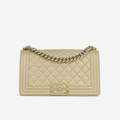 Chanel Boy Bag Caviar Gold Shoulder Bag
