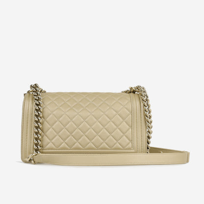 Chanel Boy Bag Caviar Gold Shoulder Bag