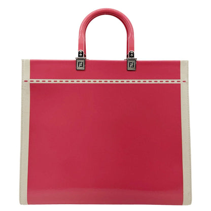FENDI Sunshine Medium Patent Leather Crossbody Tote Bag Light Pink