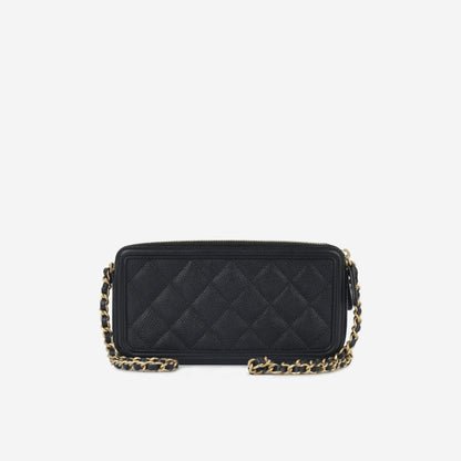 Chanel Cc Filigree Clutch On Chain