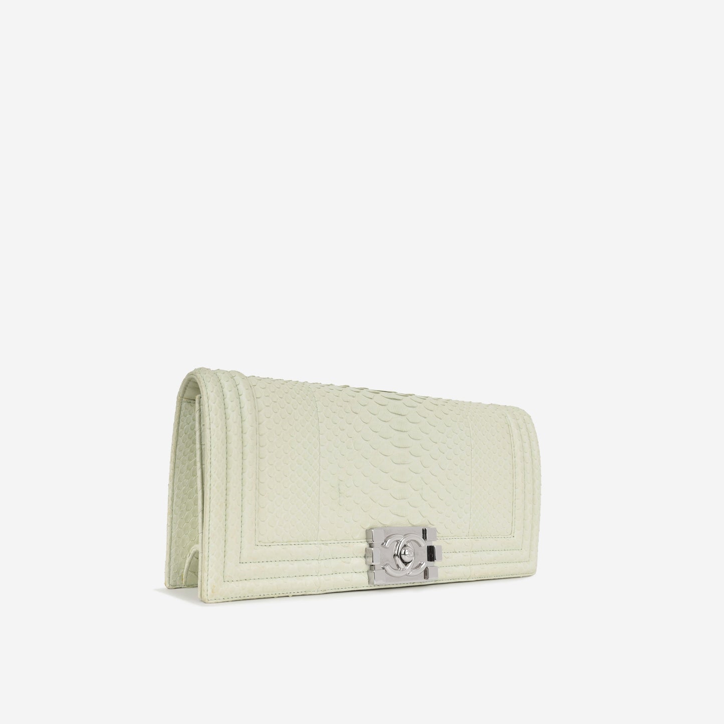 Chanel Boy Lambskin Silver Shoulder Bag