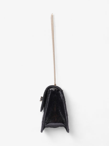 Chanel 2 55 Black Glitter Patent Leather Mini