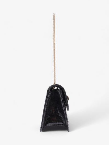 Chanel 2 55 Black Glitter Patent Leather Mini