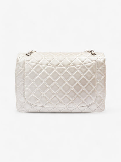 Chanel Classic Single Flap Metallic Grey Lambskin Leather Maxi