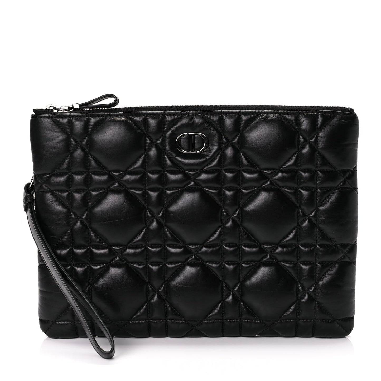 Christian Dior Supple Calfskin Cannage Caro Daily Pouch Black