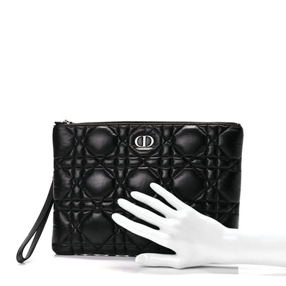 Christian Dior Supple Calfskin Cannage Caro Daily Pouch Black