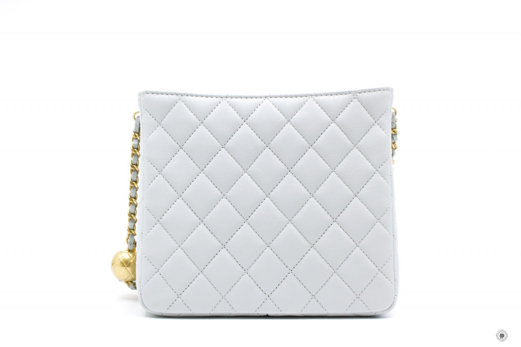 Chanel C Pearl Crush Hobo Ice Blue Calfskin Shoulder Bags Gbhw