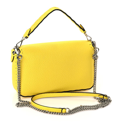 Fendi Cuoio Roma Sellerissima Nappa Sintetica Tape Stitch Mini Baguette Acid Yellow