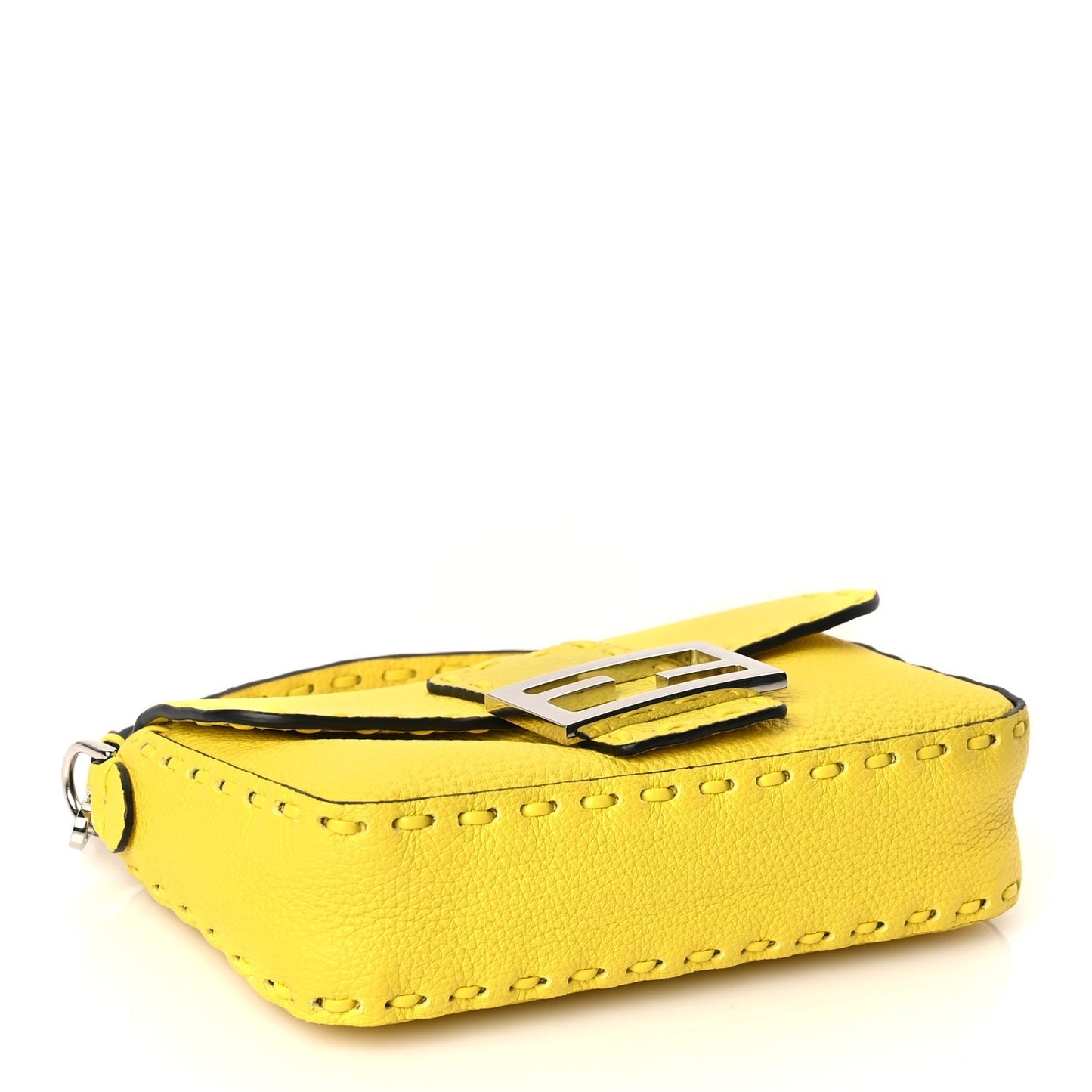 Fendi Cuoio Roma Sellerissima Nappa Sintetica Tape Stitch Mini Baguette Acid Yellow