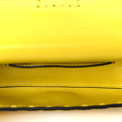 Fendi Cuoio Roma Sellerissima Nappa Sintetica Tape Stitch Mini Baguette Acid Yellow