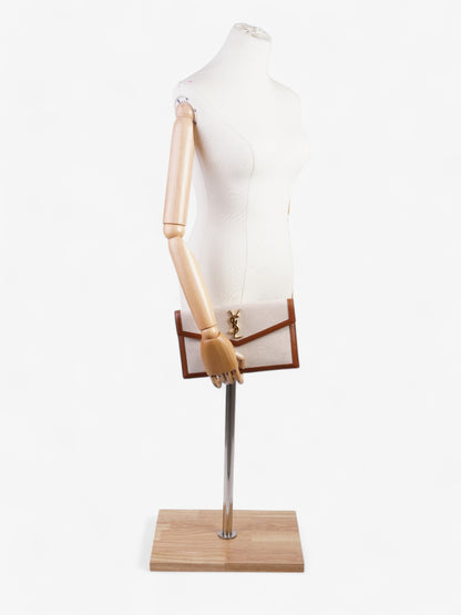 Saint Laurent Uptown Canvas Brown Clutch