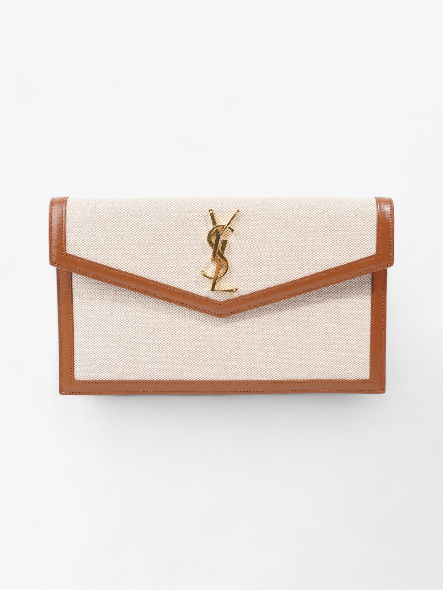 Saint Laurent Uptown Canvas Brown Clutch