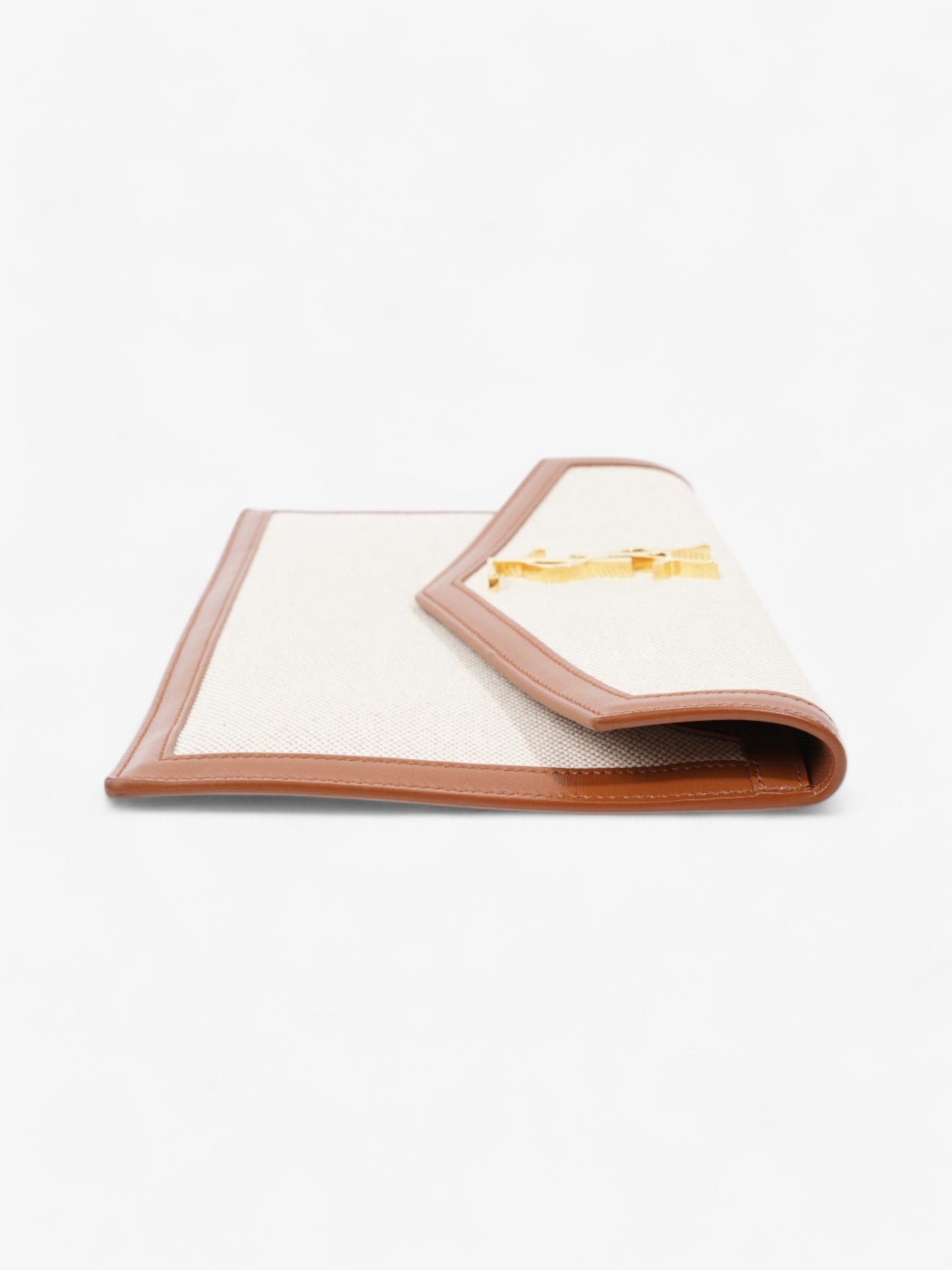 Saint Laurent Uptown Canvas Brown Clutch