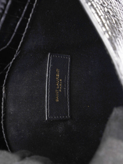 Saint Laurent Uptown Clutch Black Embossed Leather Small