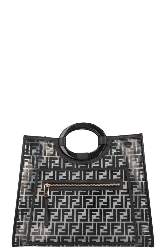 FENDI Medium Runway Tote Bag Zucca Print Black PVC