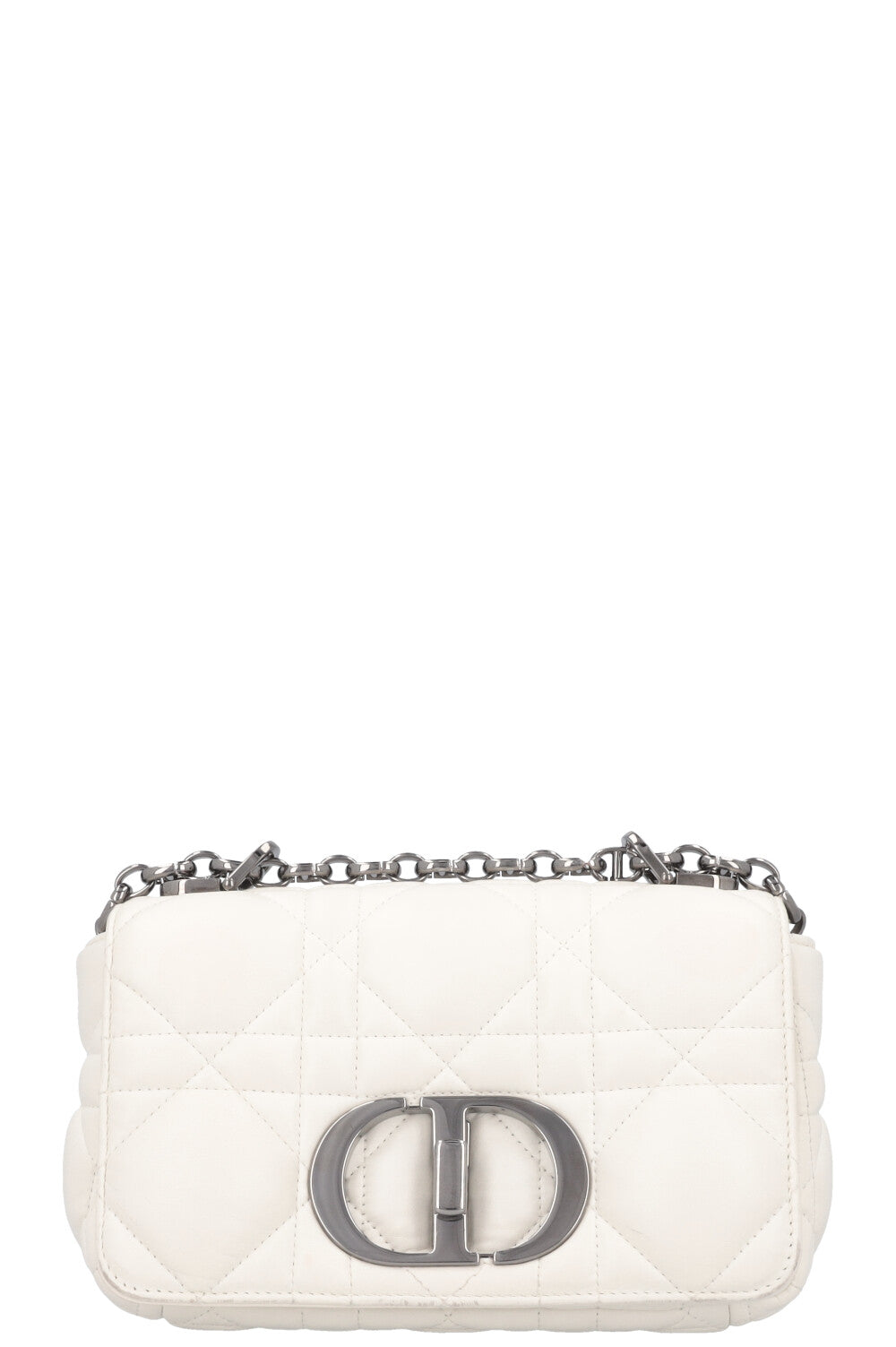 Christian Dior Small Caro Quilted Crossbody Bag White