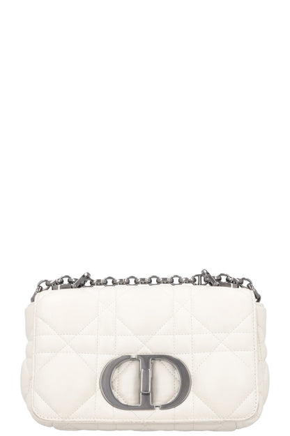 Christian Dior Small Caro Quilted Crossbody Bag White
