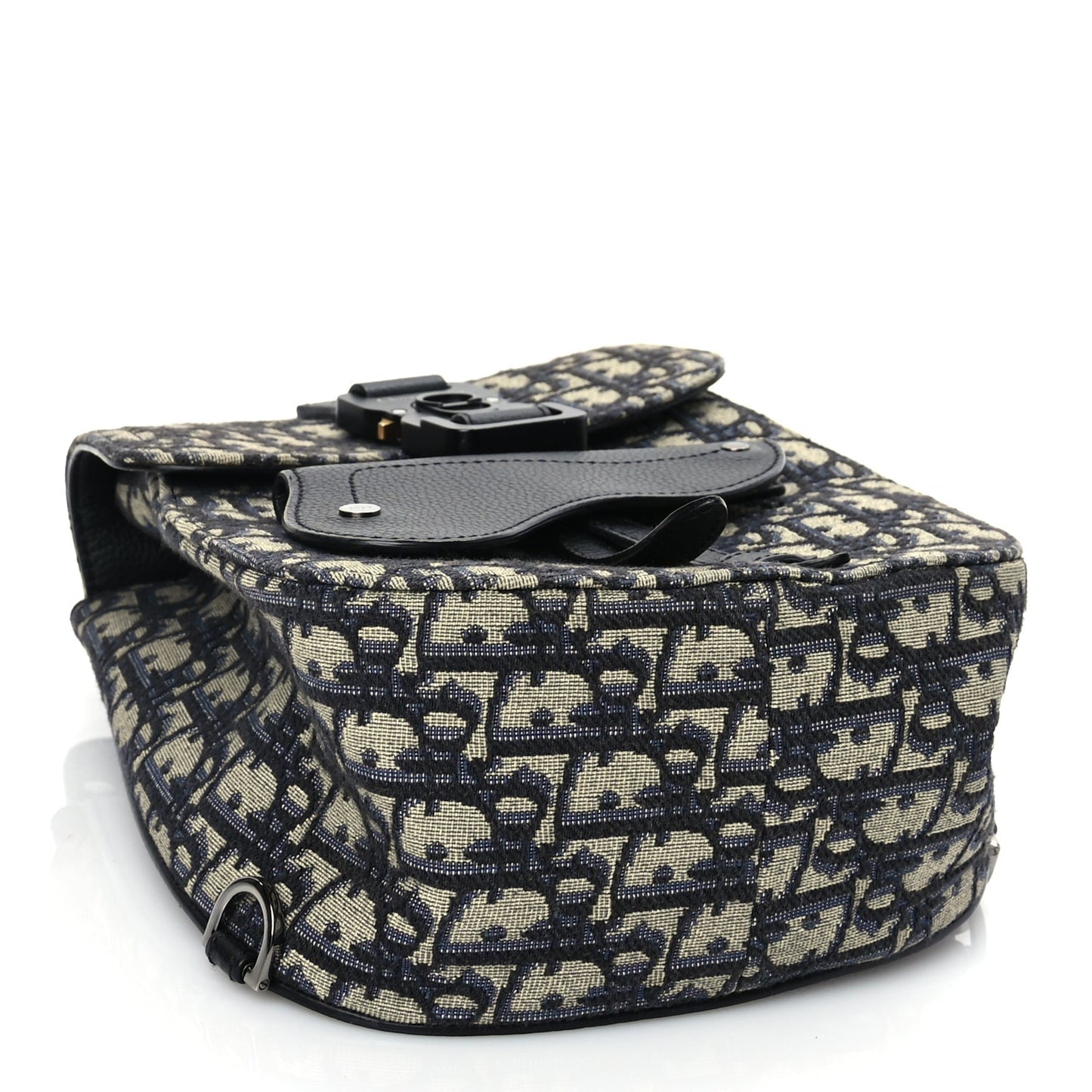 Christian Dior Grained Calfskin Oblique Mini Gallop Sling Bag Blue Black